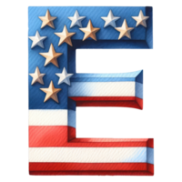 AI generated Watercolor American Flag Letter E. png