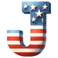 AI generated Watercolor American Flag Letter J. png