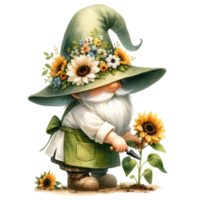 AI generated Gardening Gnome Planting theme in Spring. png