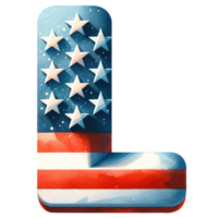 AI generated Watercolor American Flag Letter L. png