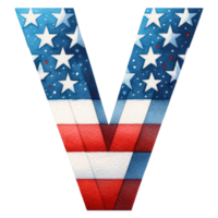 AI generated Watercolor American Flag Letter V. png