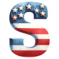 AI generated Watercolor American Flag Letter S. png