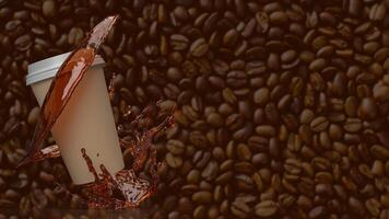 Coffee cup on Bean Background for hot drink concept 3d rendering. photo