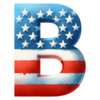 AI generated Watercolor American Flag Letter B. png