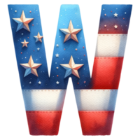 AI generated Watercolor American Flag Letter W. png