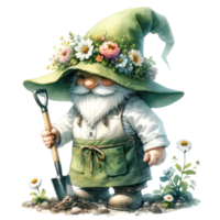 AI generated Gardening Gnome Planting theme in Spring. png