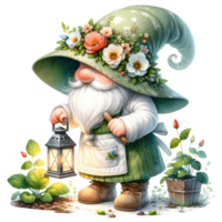 AI generated Gardening Gnome Planting theme in Spring. png