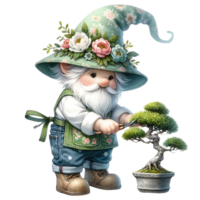 AI generated Gardening Gnome Planting theme in Spring. png