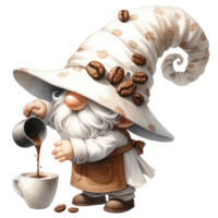 ai gegenereerd koffie themed kabouters png