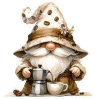 ai gegenereerd koffie themed kabouters png