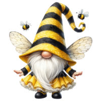 ai généré capricieux gnome habillé comme abeille thème png