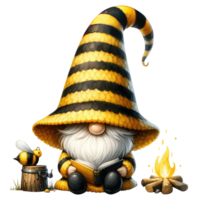 ai généré capricieux gnome habillé comme abeille thème png