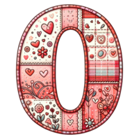 AI generated Patchwork Heart Design Number Zero. png