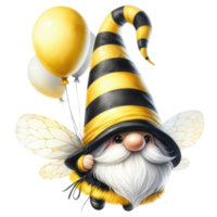 ai généré capricieux gnome habillé comme abeille thème png