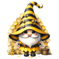 ai généré capricieux gnome habillé comme abeille thème png