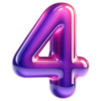 AI generated Glossy Purple Number 4 png