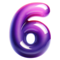 AI generated Glossy Purple Number 6 png