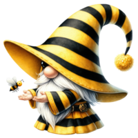AI generated Whimsical Gnome Dressed as Bee Theme png