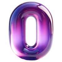 AI generated Glossy Purple Number 0 png