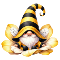 ai généré capricieux gnome habillé comme abeille thème png