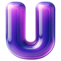 AI generated Glossy Purple Letter U png