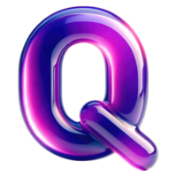 AI generated Glossy Purple Letter Q png