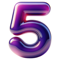 AI generated Glossy Purple Number 5 png