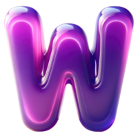 AI generated Glossy Purple Letter W png