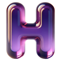 AI generated Glossy Purple Letter H png