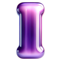 AI generated Glossy Purple Letter I png