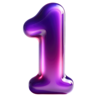 AI generated Glossy Purple Number 1 png
