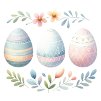 AI generated Decorative Floral Easter Eggs Illustration png