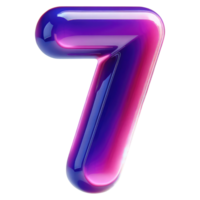 AI generated Glossy Purple Number 7 png