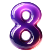 AI generated Glossy Purple Number 8 png