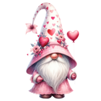 AI generated Valentine's Day Themed Gnome Illustration. png