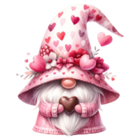 AI generated Valentine's Day Themed Gnome Illustration. png