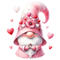 AI generated Valentine's Day Themed Gnome Illustration. png