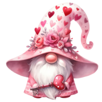 AI generated Valentine's Day Themed Gnome Illustration. png