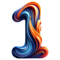 AI generated Colorful Abstract Swirl Number One Design png