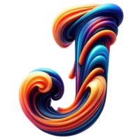 AI generated Abstract Swirl Alphabet Letter J Artwork png