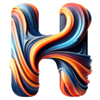 AI generated Abstract Swirl Alphabet Letter H Artwork png