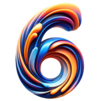 AI generated Colorful Abstract Swirl Number Six Design png