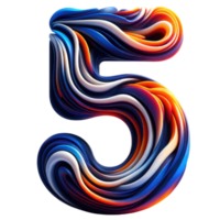 AI generated Colorful Abstract Swirl Number Five Design png