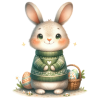 ai généré mignonne lapin avec Pâques Oeuf png