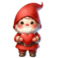 AI generated Watercolor Gnome love on Valentine's Day png