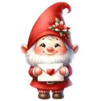 AI generated Watercolor Gnome love on Valentine's Day png