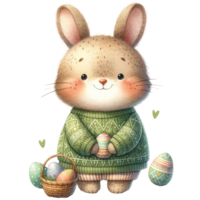 AI generated Cute Bunny with Easter Egg png