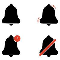 Vector notification bell set icon design ideas on white background illustration