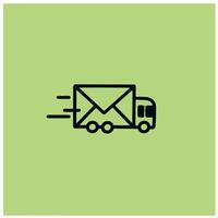 Vector line delivery car icon with an envelope illustration
