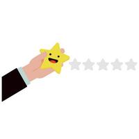 Vector hand putting five stars with smile face icon illustration